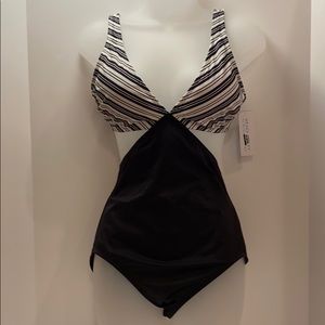 Beach Betty striped swim suit size small